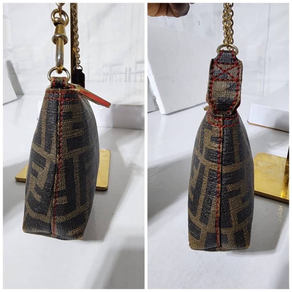 Authentic FENDI Zucca Spalmati Pochette Brown - Picture 5 of 12